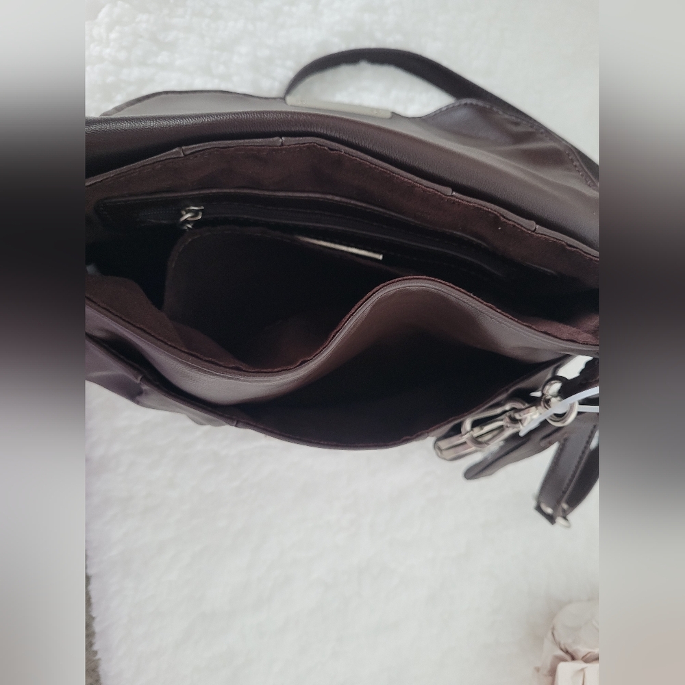 Steve Madden Brown Faux Leather Y2K Style Crossbody Bag Edgy Moto Chic NWT - Picture 7 of 10